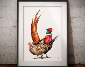 Fasan Druck - Fasan Malerei - Fasan Kunstdruck - Wildtier Druck - Fasan Geschenk - Wildtiere Druck - Bauernhaus dekor - Country art