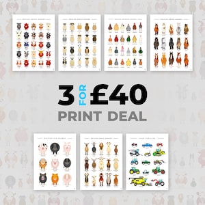 3for40**OFFER** - Farm Animal Prints - British Breeds - Animal Prints - Cow, Sheep, Pigs, Chickens, Horses, Tractors - Vet Gift