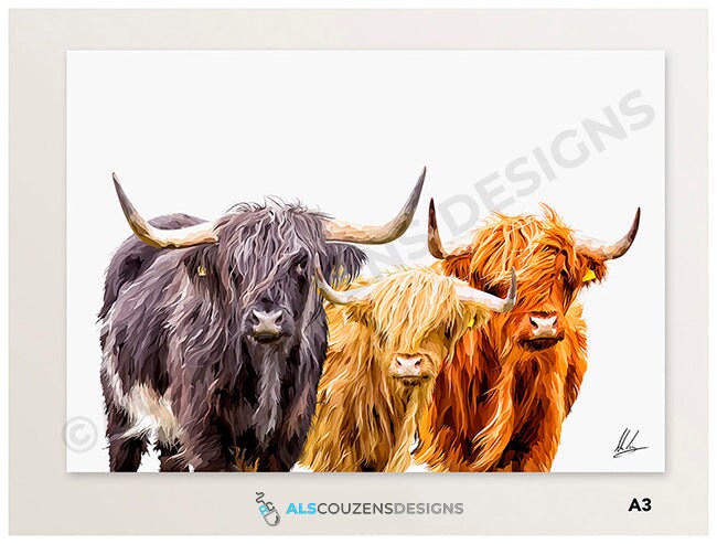 Scottish Highland Cattle stampa vintage dizionario Picture Wall Art Red tartan umanizzato Animal Quirky Funky 