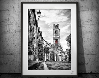 Circus Lane Stockbridge Photography - Edinburgh Art Print, Stockbridge Street, Edinburgh Photography, Edinburgh Street, Black White Photo