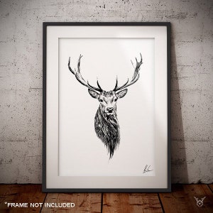 Stag Print - Stags Head Painting - Stag Head Print - Deer Print - Deer Art - Scottish Stag Art - Antler Art - Antler Print - Scottish Deer