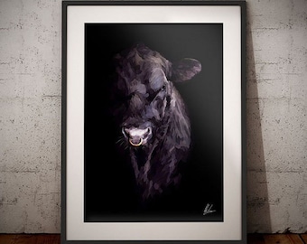 Aberdeen Angus Black Bull Painting - Black Bull Print - Cow Art - Aberdeen Angus Bull - Black Bull Print - Bull Art - Bull Art print