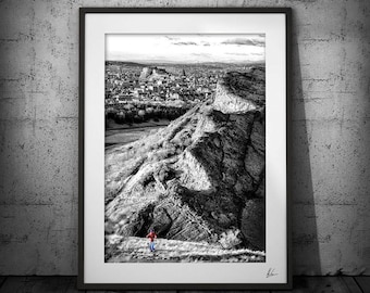 Edinburgh Black White Photography, Arthur's Seat, Edinburgh Skyline, Travel art, Scotland, Arthurs Seat Print, Edinburg, Photography Print