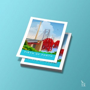 Forth Bridges Print - Three Bridges Print - Edinburgh Art - Travel Art ... image.