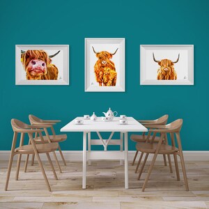 Highland cow colourful painting art prints