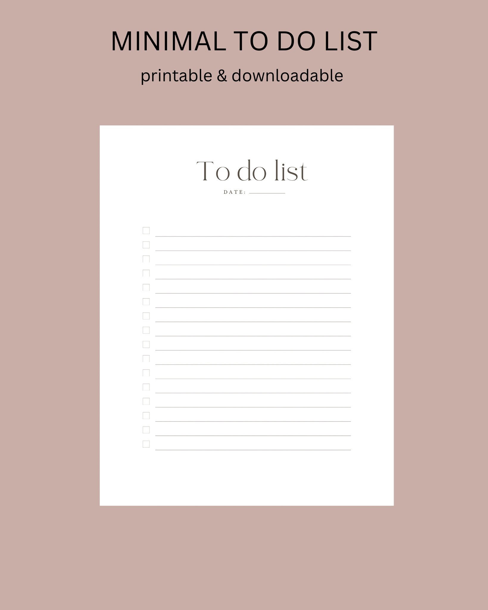 Minimal Printable to Do List, Productivity Planner, Daily Planner ...