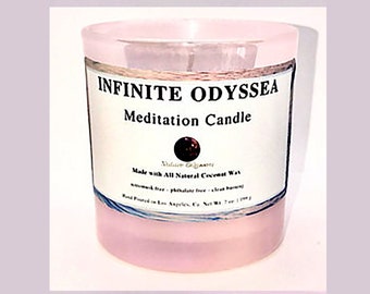 Infinite Odyssea Handmade Meditation Candle, Coconut & Soy Wax Blend, Candles, Meditation, Yoga, Scented, Relaxing, Natural, Container