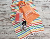 Colorful Striped Beach SET Turkish Towel Beach Bag and Bikini Bag, Set of 3 Beach towel and bags, Turkish handwoven bath towel, fouta towel