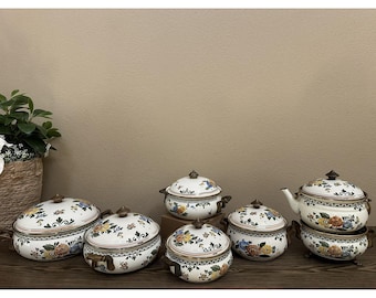 Vintage ASTA emaille kookgerei 13-delige set bloemen Old Amsterdam pot pan Dutch