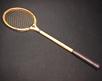 Vintage Solid Wood Moody Tennis or Badminton Racket Marked The Main Line