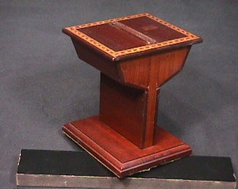 A Vintage Solid Wood With a Fancy Inlaid Colorful Wood Binding Table Top Cigarette Dispenser Ready to Use or Collect