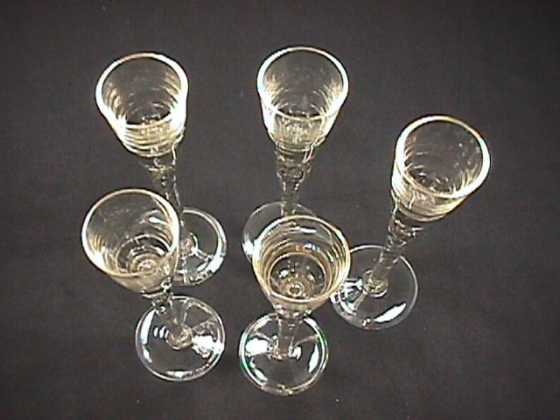 Five Vintage Blenko Very Fancy Cognac Long Stem Glasses in Etsy