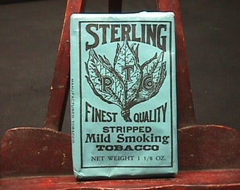 An Antique Sealed 1 5/8 oz. Pouch of Sterling Mild Smoking Tobacco Union Made For Collecting ONLY!!! & You Must be at Least 21 to Buy it