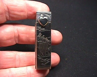 A Vintage Sterling Silver Fancy Etched Lipstick, and Mirror Combination Very Pretty & Ready to Use