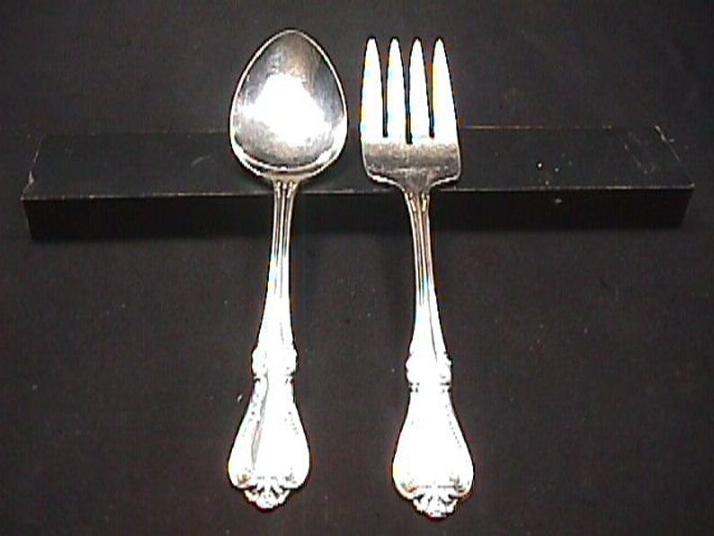 A W.M /& a Large Meat Fork Ready to Use Rogers Silver Overlaid Oneida Ltd Chalice Harmony Pattern Large Serving Spoon