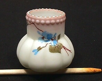 An Antique 1890's Hand Painted Mt. Washington Ribbed Toothpick Holder Real Nice   # 1