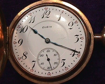 An Antique 1917 Elgin National Watch Co. Beautiful Hunter Case 16 Size Pocket Watch will run with cleaning   # 1