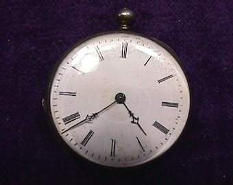 An Antique 1850's Cylinder Escapement Key Wind Running Pocket Watch in a Silver Case    # 20