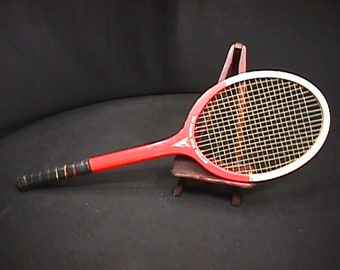 Original Vintage Fuzzy Tennis Racket Mini Iron On Transfer White 