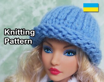 Patrón PDF - Gorro Warm Ease para muñeca. Talla para cabezas de 10 a 11,4 cm. Accesorios de invierno a escala 1/6. Gorro informal para muñecas.