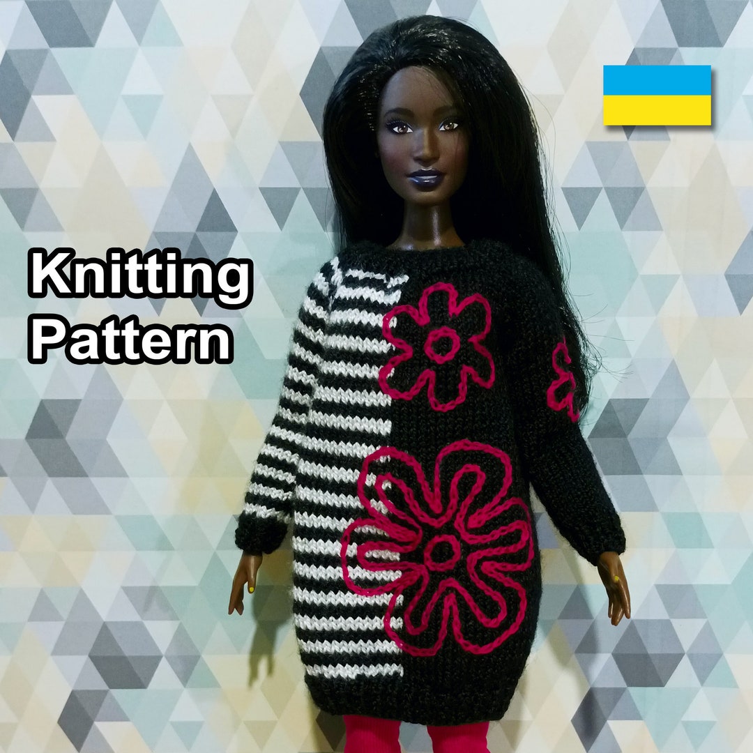 PDF Pattern Knitted Doll Dress 1/6 Scale. Instructions - Clothes Warm ...