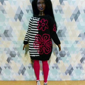 PDF Pattern Knitted Doll Dress 1/6 Scale. Instructions - Clothes Warm ...