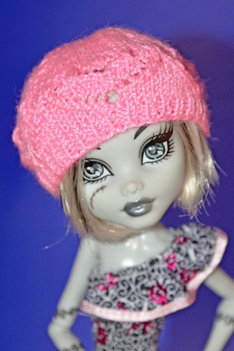 PDF Pattern Doll Knitted Beret Hearts. Instructions Clothing Etsy