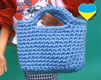 Doll accessories crochet bag, cute tiny handbag fashion female clothes for 12" dolls, 1/6 scale action figure, dollhouse miniature decor