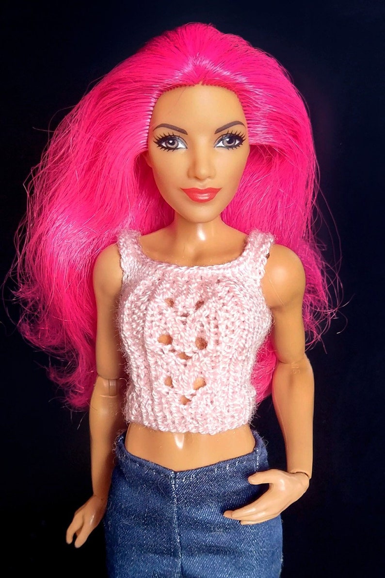 Doll clothing shirts crop top Barbie clothes Knitted t-shirt | Etsy