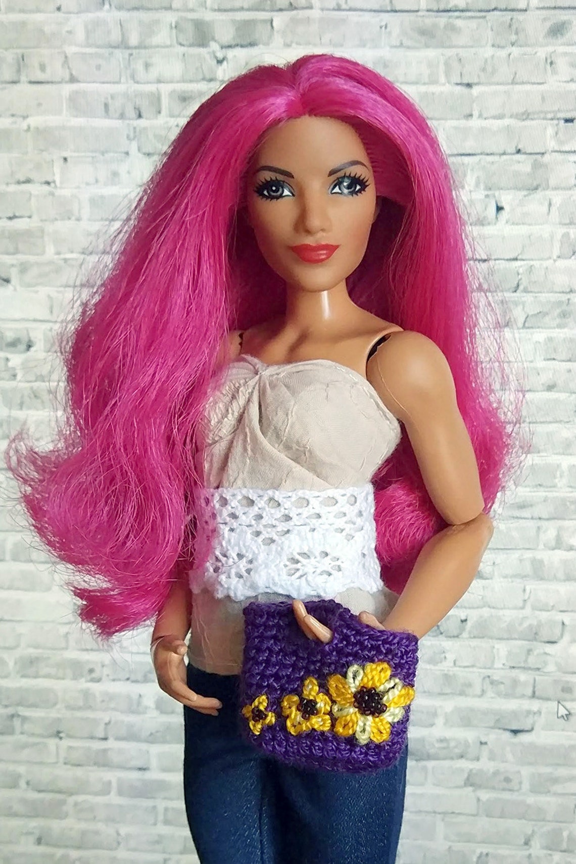 Doll clothing bag accessories crochet summer handbag curvy Etsy