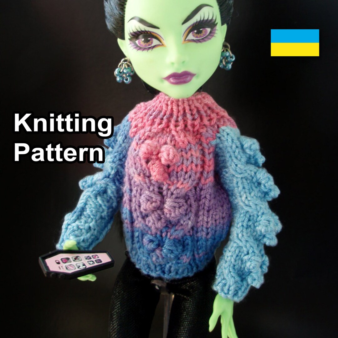 PDF Knitting Pattern Doll Sweater. Instructions Doll Pullover. Fashion