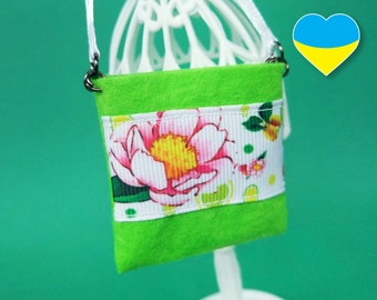 Doll accessories felt bag OOAK summer tote fashion female clothes for 12" dolls, 1/6 scale action figure, dollhouse miniature decor handbag