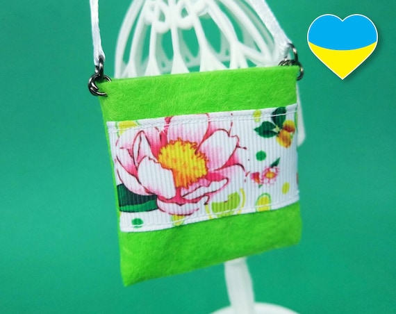 Doll accessories felt bag OOAK summer tote fashion female clothes for 12" dolls, 1/6 scale action figure, dollhouse miniature decor handbag