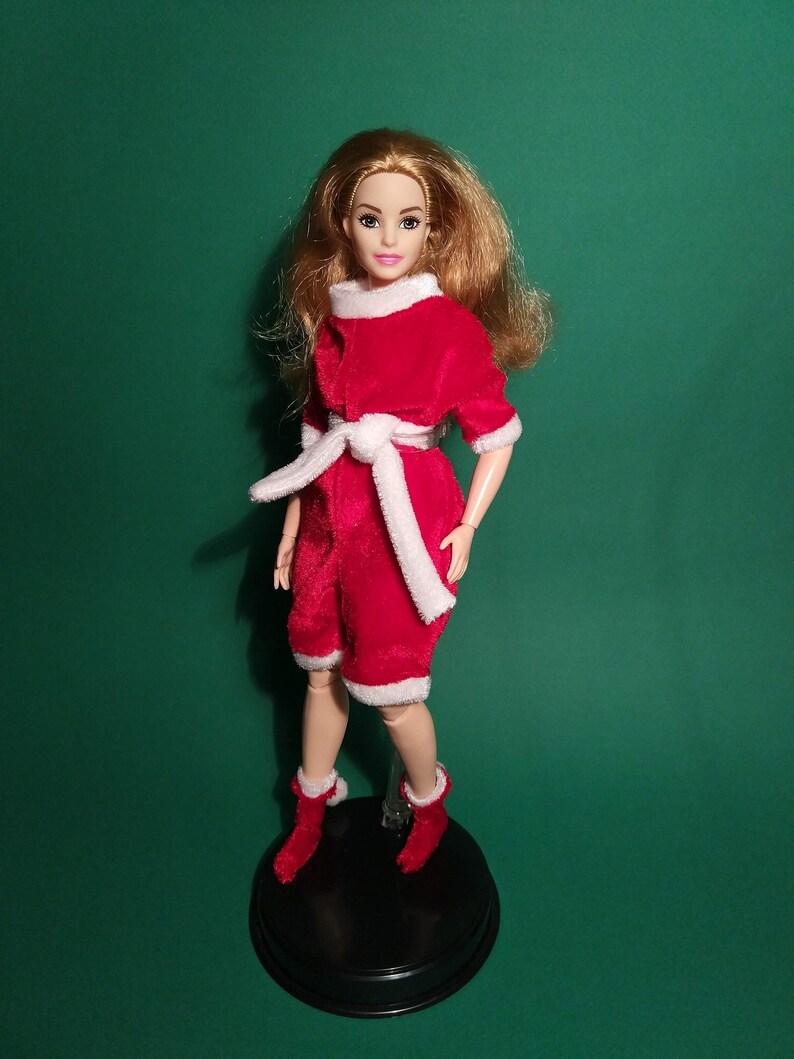 Barbie doll clothes fluffy Christmas jumpsuit fashion royalty Etsy