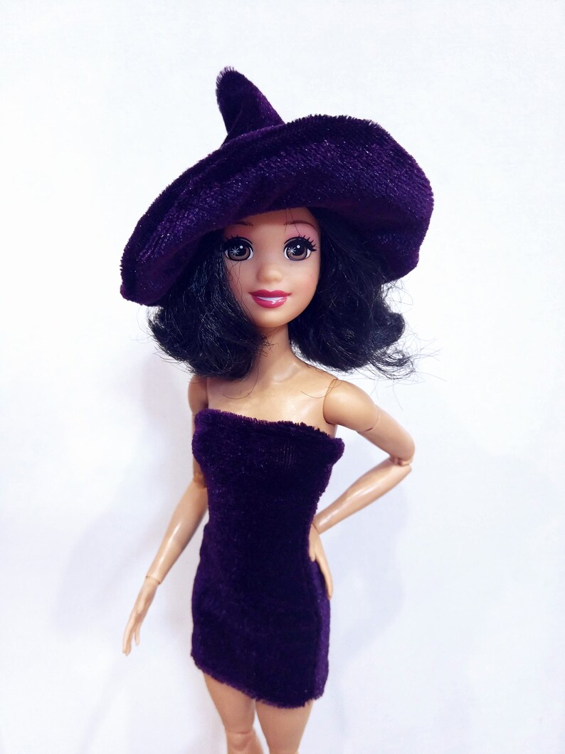 Barbie plush witch hat halloween 12 doll clothes accessories | Etsy