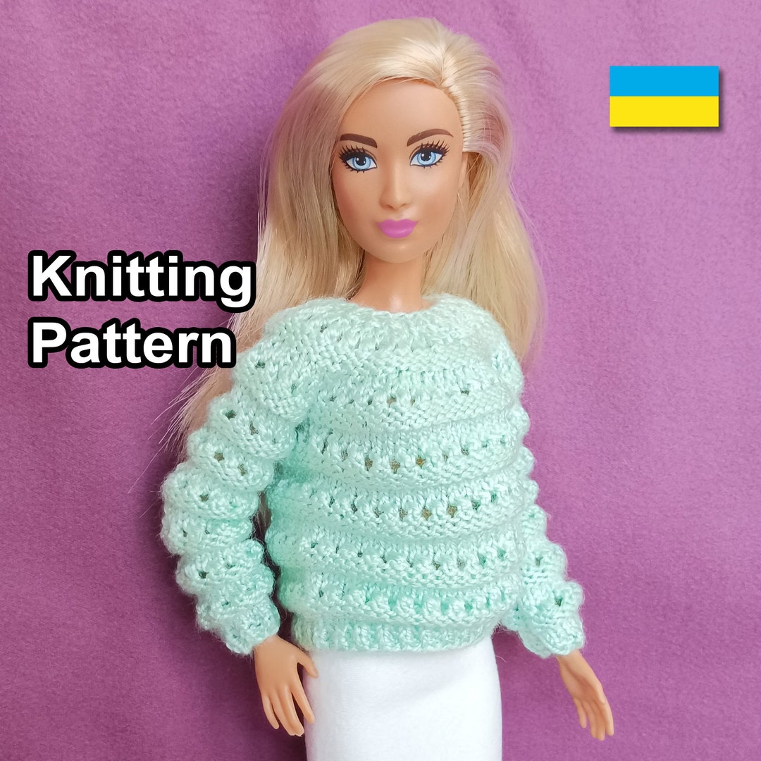 PDF Pattern Knitted Doll Sweater. Instructions Craft Dolls Clothes