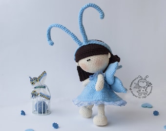 Amigurumi doll Butterfly Crochet pattern PDF cute pattern Instant download Amigurumi Butterfly Crochet doll tutorial Petite doll