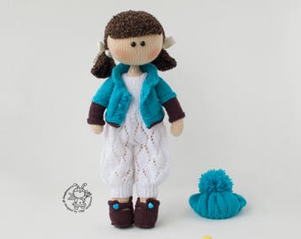 Knitted flat Annabel doll PDF instant download Knitting pattern Softie amigurumi doll Knitting cute PDF pattern doll Stuffed  handmade doll