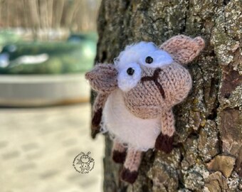 Mini sheep brooch. Amigurumi Lamb. Toy for the doll. Instant download. Knitting pattern. Knitted round.