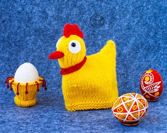 Easter egg cozy Chick. Easter knitting pattern knitted round. Instant download. Amigurumi hats for eggs. Easter decoration