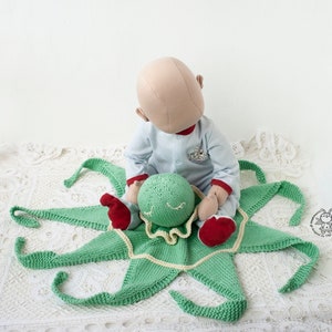 Knitted flat Octopus Toy Baby Lace Blanket. Amigurumi Octopus. Baby Lace Blanket. Instant download. Knitting pattern PDF comforter Octopus image 1