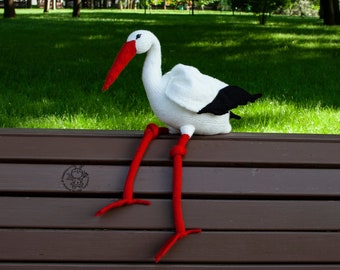 Big stork. Knitting pattern Knitted round. Amigurumi Stork Pattern. PDF instant download. Stork softie toy. Realistic Stork