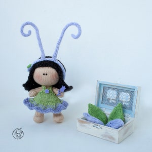 Butterfly amigurumi doll. Knitted flat pattern. Instant download. Softie doll. Girls Gift Stuffed Butterfly handmade doll. PDF cute pattern