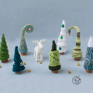 7 Pine Christmas Trees pdf patterns Decoration Xmas & New year Gift Forest Xmas Instant download Knitting pattern Knitted round Pine Tree image 2