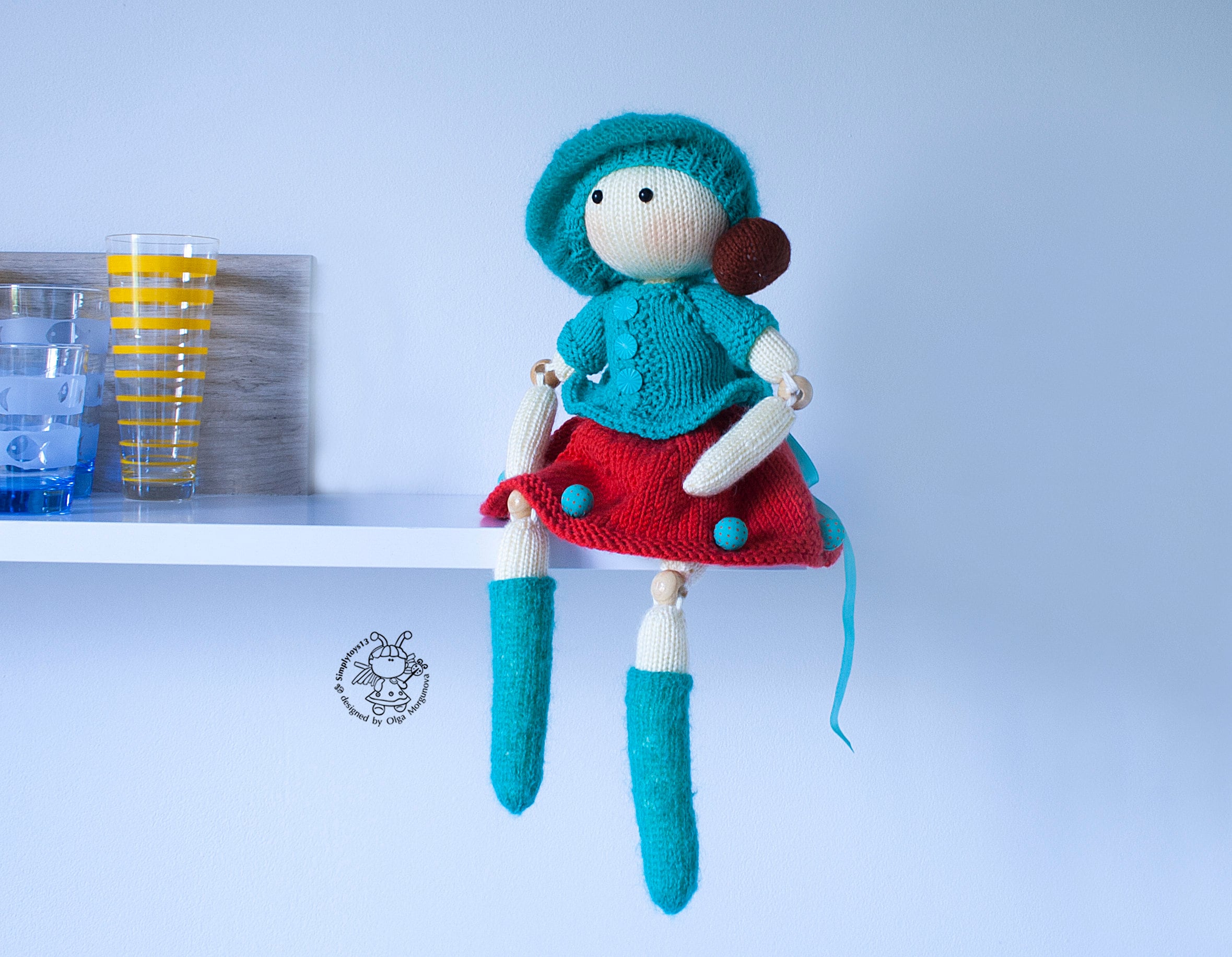 Knitted Flat Beads Jointed Doll Samanta. Knitting Pattern. Etsy UK