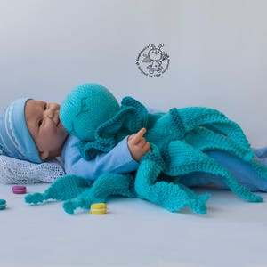 Octopus Toy Baby Lace Blanket. Amigurumi Octopus. PDF instant download. Knitting pattern Knitted round. PDF cute comforter octopus pattern