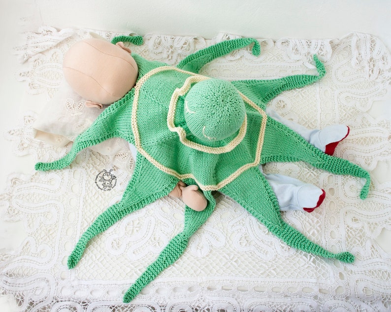 Knitted flat Octopus Toy Baby Lace Blanket. Amigurumi Octopus. Baby Lace Blanket. Instant download. Knitting pattern PDF comforter Octopus image 5