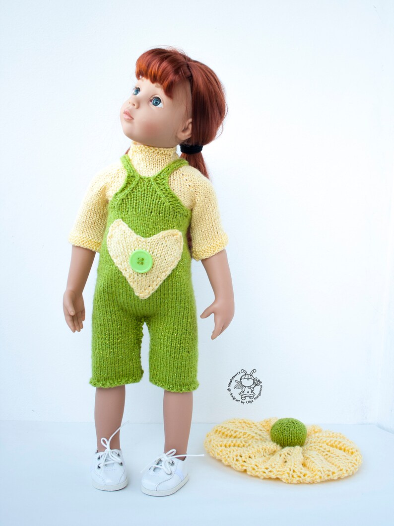 Lime and lemon outfit for 16-18 or similar sized dolls American Girl Gotz Zwergnaze PDF Doll Clothes knitting flat pattern