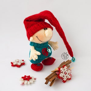 Knitting flat pattern Christmas gnome doll  Gnome doll pattern New year & Christmas pattern Naughty doll DIY knitted toy Doll making PDF