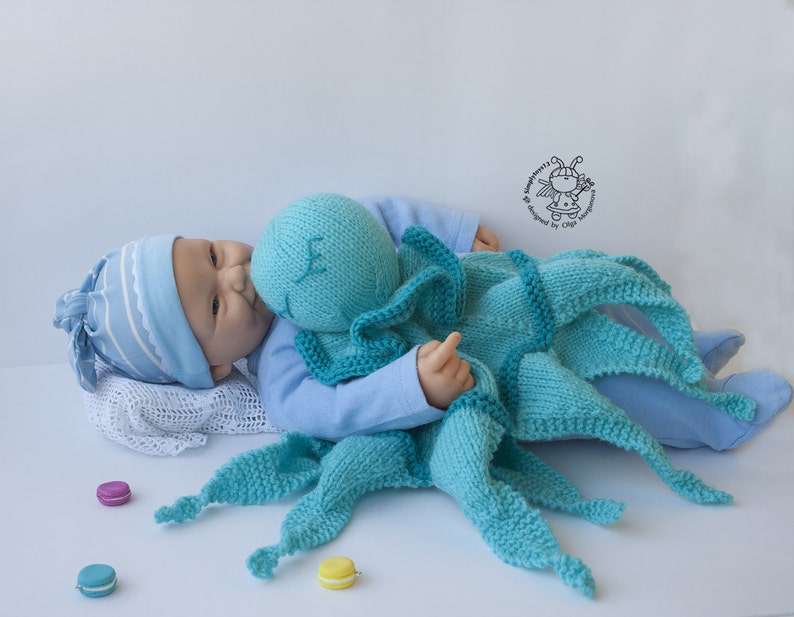 Octopus Toy Baby Lace Blanket. Amigurumi Octopus. PDF instant download. Knitting pattern Knitted round. PDF cute comforter octopus pattern image 2